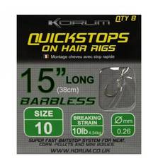 KORUM QUICKSTOPS ON HAIR RIGS 38cm barbless