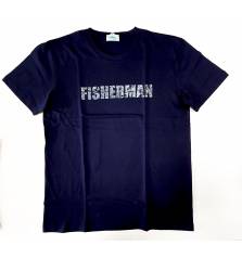 FISHERMAN COTTON T-SHIRT LOGO BLUE #L