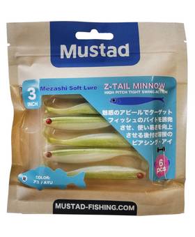 MUSTAD MEZASHI Z-TAIL MINNOW WORM 7.62cm 6pcs