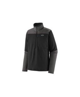 PATAGONIA MENS LONG SLEEVE R1 FITZ ROY 1/4 ZIP BLACK