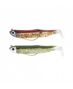 FIIISH BLACK MINNOW DOUBLE COMBO SHORE 70mm 3G #WINE GLITTER/KAKI PAILETTE