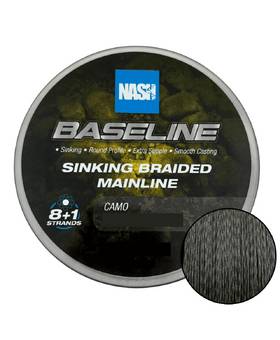 NASH BASELINE SINKING BRAIDED MAINLINE CAMO 0.2MM 20LB 600M