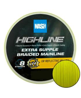 NASH HIGHLINE EXTRA SUPPLE BRAIDED MAINLINE UV YELLOW 0.18MM 25LB 600M