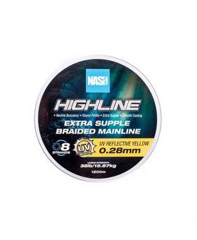 NASH HIGHLINE EXTRA SUPPLE BRAIDED MAINLINE YELLOW UV 0.24MM 600M