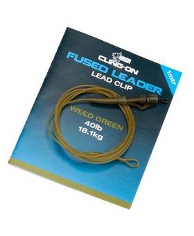NASH FUSED LEADER LEAD CLIP QUICK CHANGE WEED GREEN 40lb