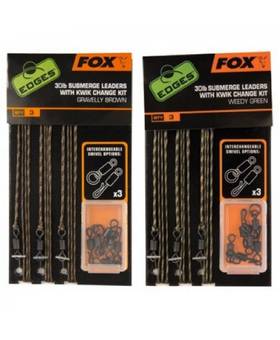 FOX SUBMERGE LEADERS WITH KWIK CHANGE KIT 30lb WEEDY GREEN