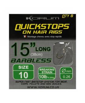 KORUM QUICK STOPS ON HAIR RIGS 38CM BARBLESS