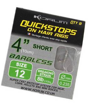 KORUM QUICK STOPS ON HAIR RIGS 10CM BARBLESS