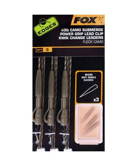 FOX 40lb SUBMERGE POWER GRIP LEAD CLIP KWIK CHANGE LEADERS FLECK CAMO