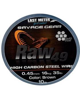 SAVAGE GEAR RAW49 0.45mm 16kg UNCOATED BROWN 10m