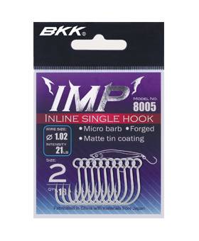 BKK INLINE SINGLE HOOK IMP8005 pack of 10