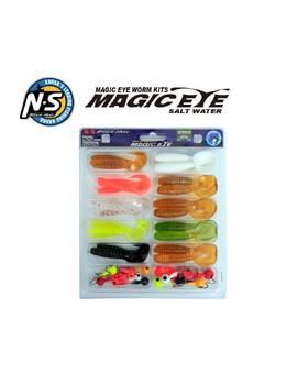 BLACK HOLE MAGIC EYE SALTWATER WORM KITS LURES + JIGHEADS