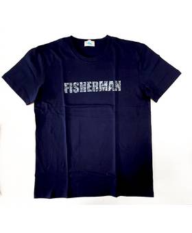 FISHERMAN COTTON T-SHIRT LOGO BLUE #L