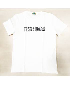 FISHERMAN COTTON T-SHIRT LOGO WHITE #L