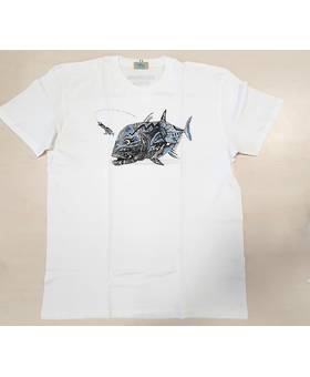 FISHERMAN GT TATTOO T-SHIRT #WHITE/BLUE