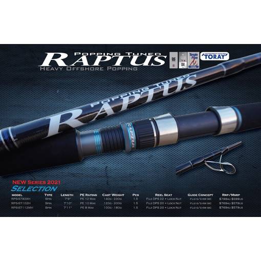 OCEANS LEGACY RAPTUS POPPING TUNED RODS