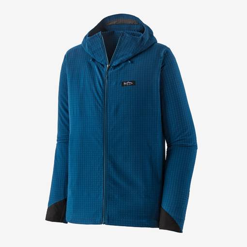 PATAGONIA MENS R1 TECHFACE FITZ ROY TROUT HOODY LMBE