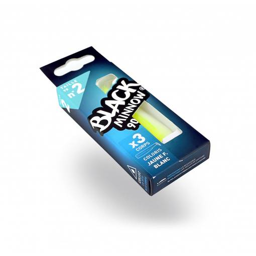 FIIISH BLACK MINNOW CORPS 90mm 4PCS #JAUNE BLANC