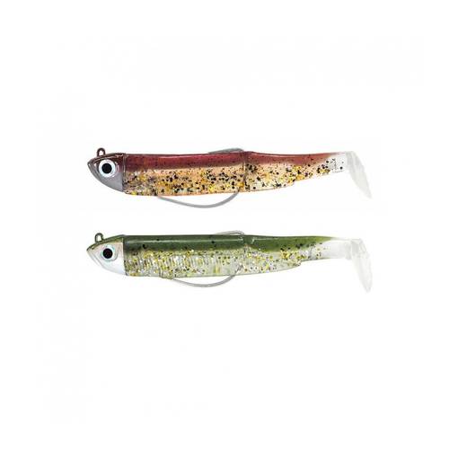 FIIISH BLACK MINNOW DOUBLE COMBO SHORE 70mm 3G #WINE GLITTER/KAKI PAILETTE