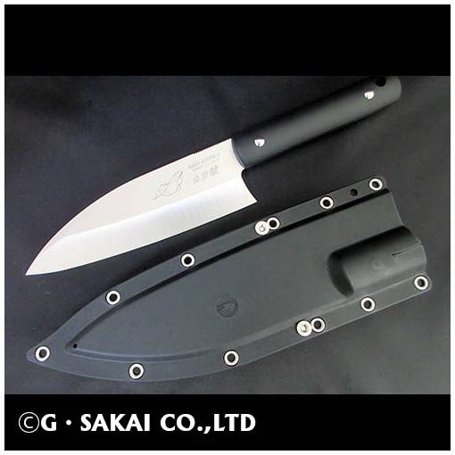 G * SAKAI SB-4 RUST FREE DEBA KNIFE SINGLE EDGED BLACK