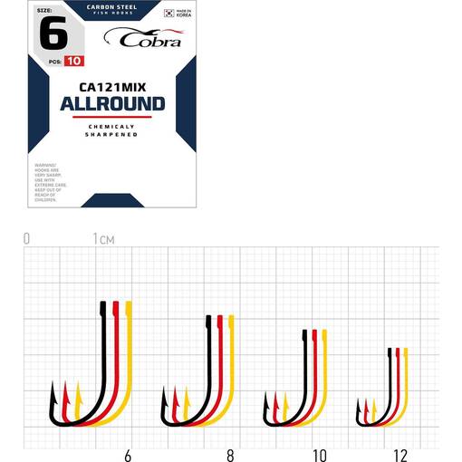COBRA HOOKS ALLROUND MIX CA121 10PCS