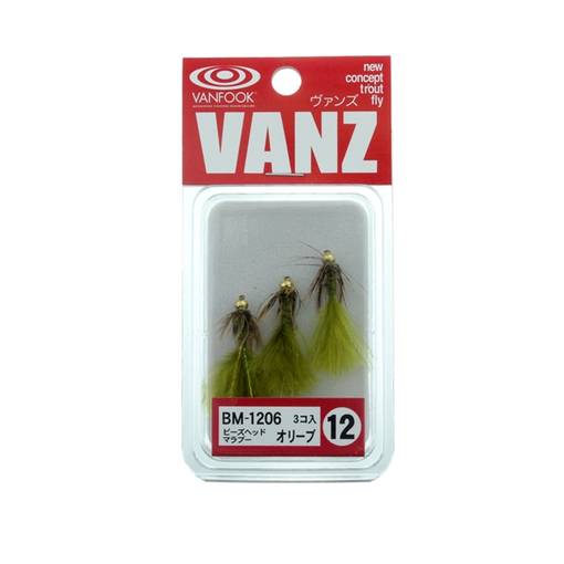 VANFOOK VANZ BM BEADS HEAD MARABOU TROUT FLY #12 3pcs