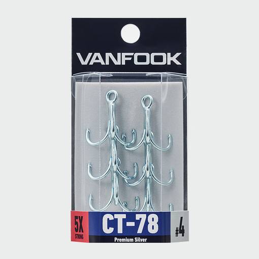 VANFOOK CT-78 5X STRONG PREMIUM SILVER TREBLE HOOK