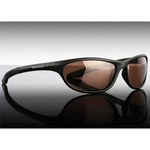 WYCHWOOD BLACK WRAP AROUND POLARISED SUNGLASSES / AMBER LENS