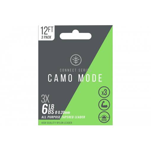 WYCHWOOD CAMO TAPERED LEADER 12FT 3X-0.20MM 6LB