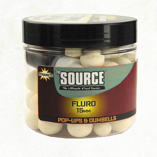 DYNAMITE BAITS THE SOURCE WHITE FLURO POP-UPS AND DUMBELLS 10mm