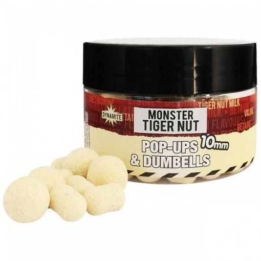 DYNAMITE BAITS FLURO WHITE POP-UPS DUMBELLS BOJLI MONSTER TIGERNUT 10mm