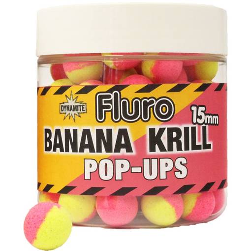 DYNAMITE BAITS BOJLI KRILL&BANANA FLURO TWO-TONE POP-UPS 15mm