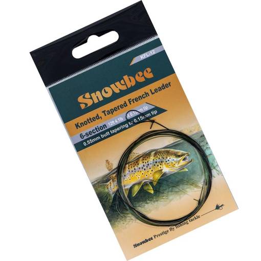 SNOWBEE KNOTTED, TAPERED FRENCH LEADER 16FT 7X 0.10mm tip
