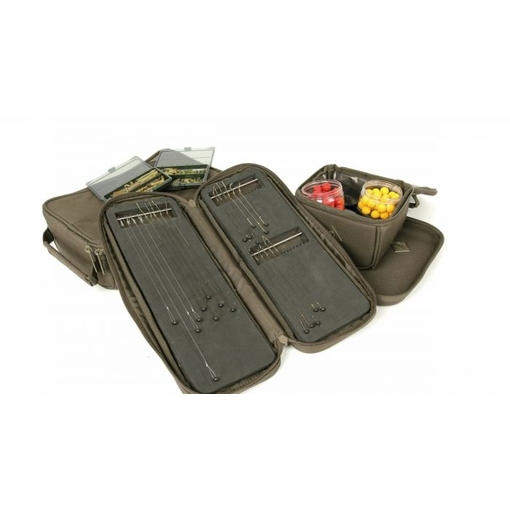 NAS GREEN STIFF RIG WALLET WITH PINS ZIP UP CASE CARP COARSE PIKE FISHING TACKLE 