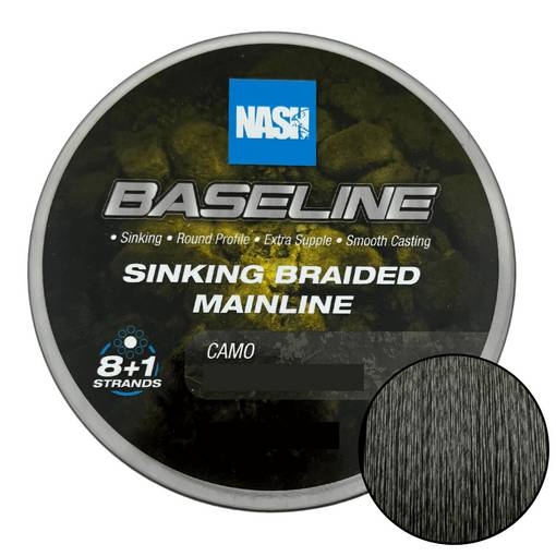NASH BASELINE SINKING BRAIDED MAINLINE CAMO 0.28MM 600M