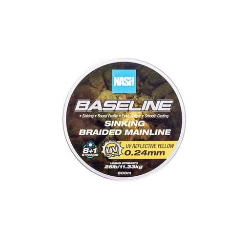 NASH BASELINE SINKING BRAIDED MAINLINE YELLOW 600M