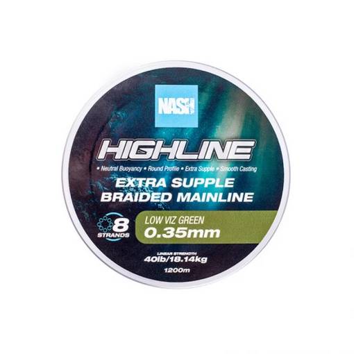 NASH HIGHLINE EXTRA SUPPLE BRAIDED MAINLINE GREEN 0.18MM 600M