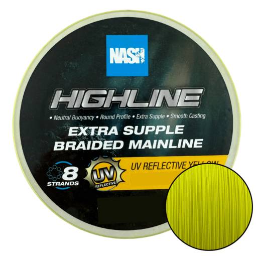 NASH HIGHLINE EXTRA SUPPLE BRAIDED MAINLINE UV YELLOW 0.18MM 25LB 600M