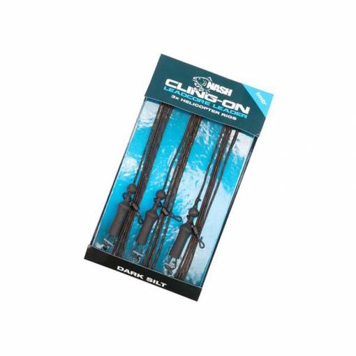 NASH LEADCORE LEADER HELI CLIP RIGS 3pcs DARK SILT
