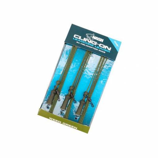 NASH LEADCORE LEADER HELI CLIP RIGS 3pcs WEED GREEN