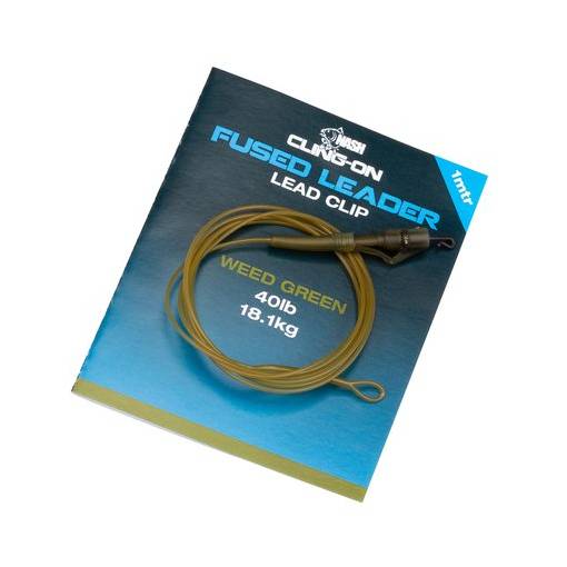 NASH FUSED LEADER LEAD CLIP QUICK CHANGE WEED GREEN 40lb