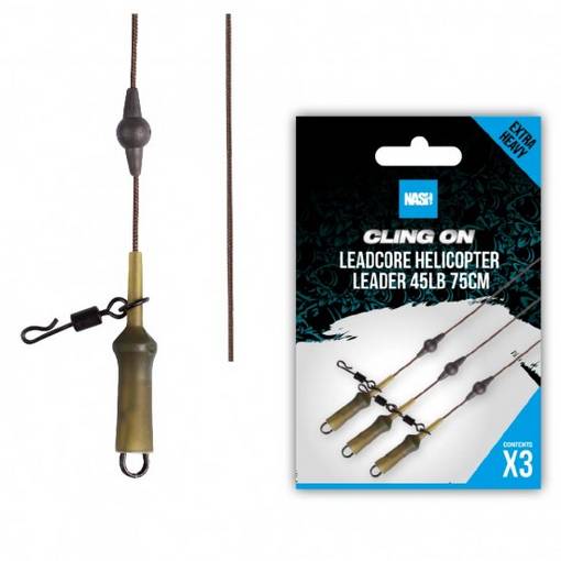NASH CLING ON LEADCORE LEADER HELI 40LB 75CM