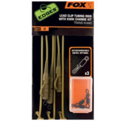 FOX LEAD CLIP TUBING RIGS WHIT KWIK CHANGE KIT-TRANS KHAKI