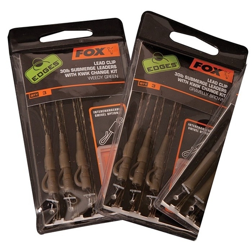 FOX LEAD CLIP SUBMERGE LEADERS W KWIK CHANGE KIT WEEDY GREEN