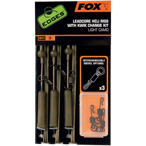 FOX LEADCORE HELI RIGS WITH KWIK CHANGE KIT GRAVELLY BROWN
