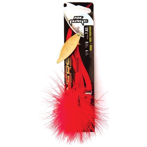 FOX RAGE PIKE SPINEERS SIZE5 7.82g gold red feather