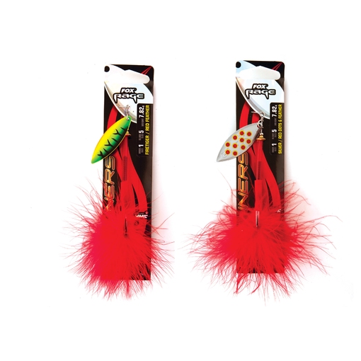 FOX RAGE PIKE SPINEERS SIZE5 7.82g silver red feather