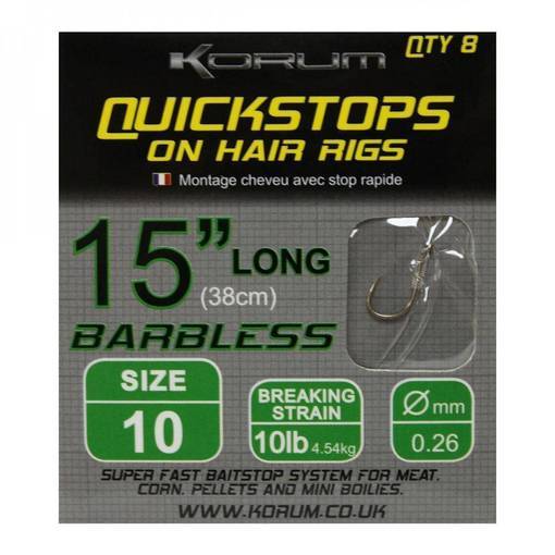 KORUM QUICKSTOPS ON HAIR RIGS 38cm barbless