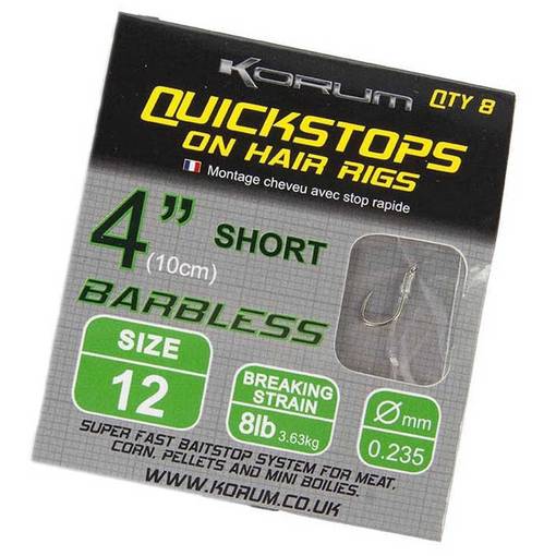 KORUM QUICK STOPS ON HAIR RIGS 10CM BARBLESS
