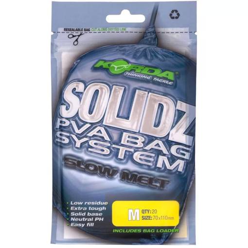 KORDA SOLIDZ PVA BAGS SLOW MELT SIZE M 70x110mm